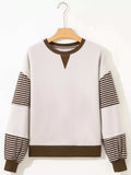 Contrast Striped Long Sleeve Sweatshirt - Trendsi - Flyclothing LLC