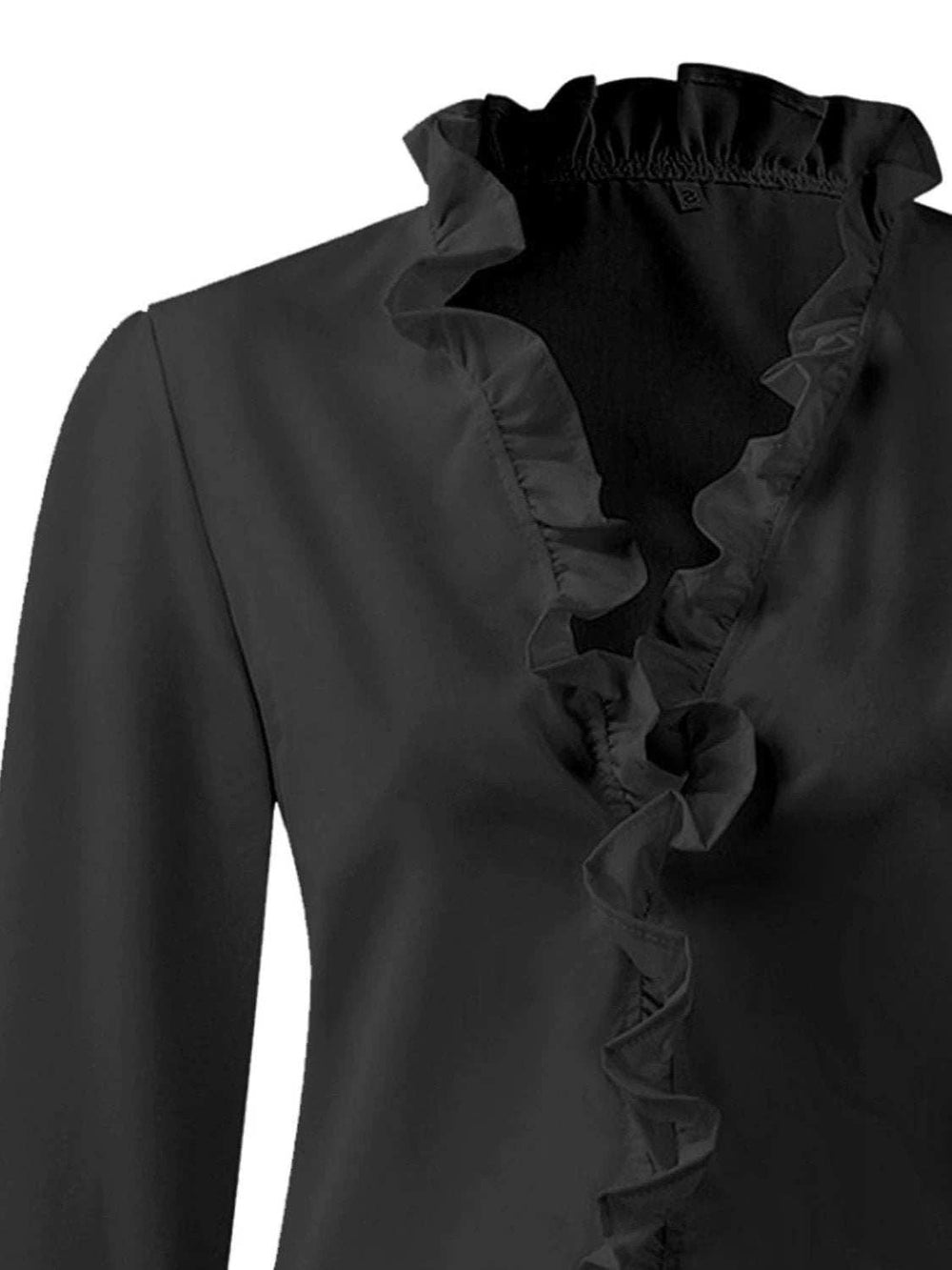 Full Size Ruffled V-Neck Long Sleeve Blouse - Trendsi - Flyclothing LLC
