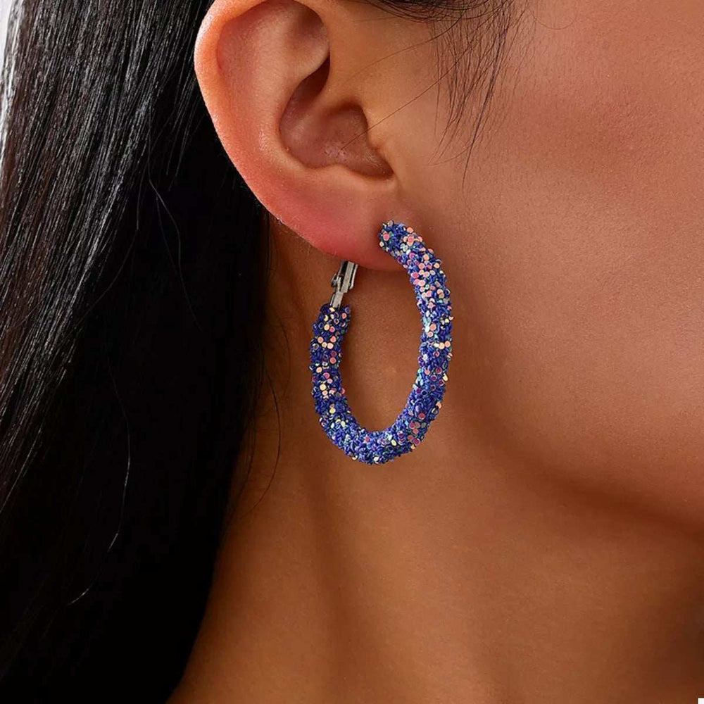 Sparkling Alloy Hoop Earrings - Trendsi - Flyclothing LLC
