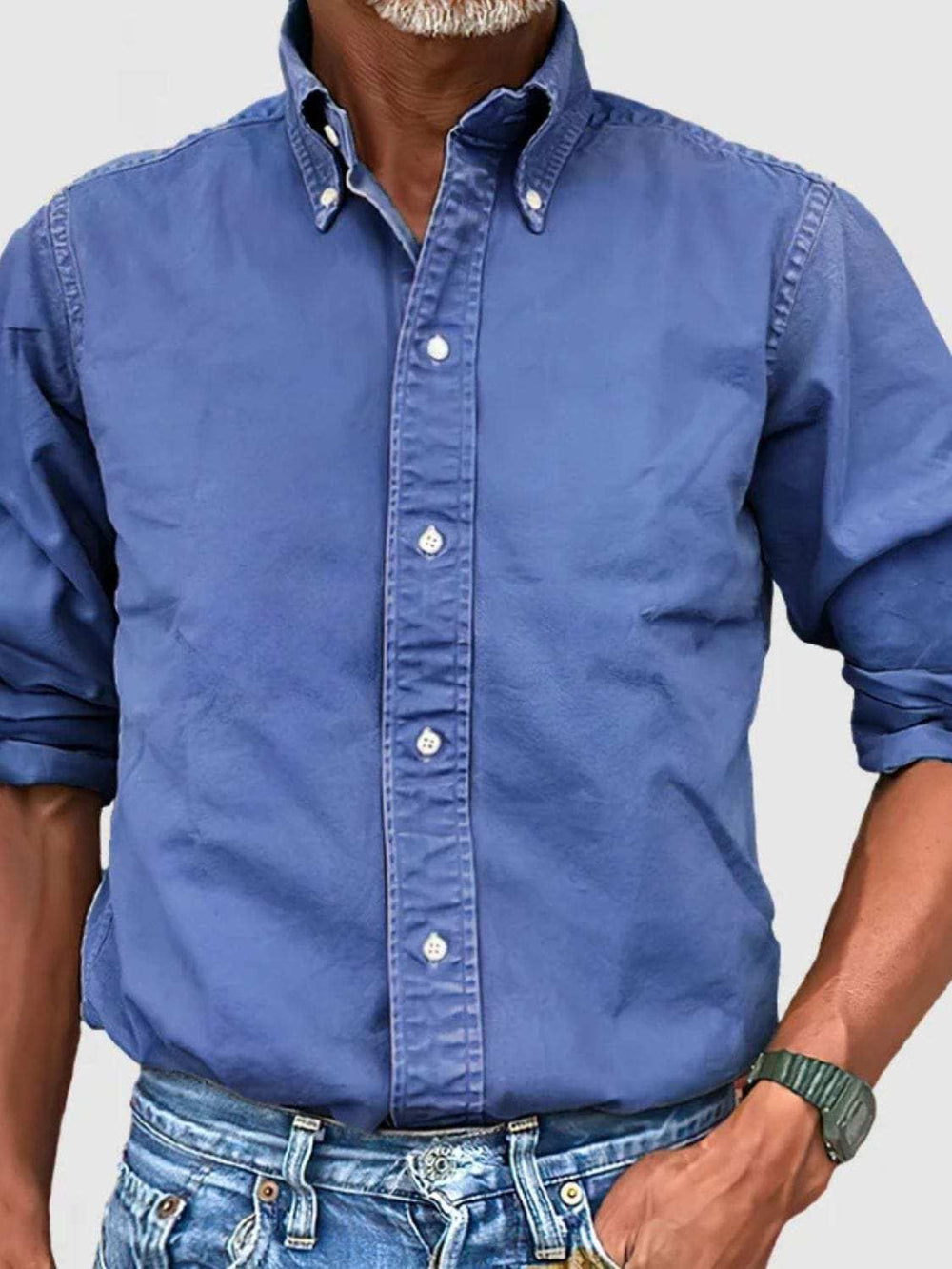 Men's Full Size Collared Neck Button Down Shirt Plus Size - Trendsi - Flyclothing LLC