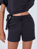 Drawstring Solid Color Shorts with Pockets - Trendsi - Flyclothing LLC