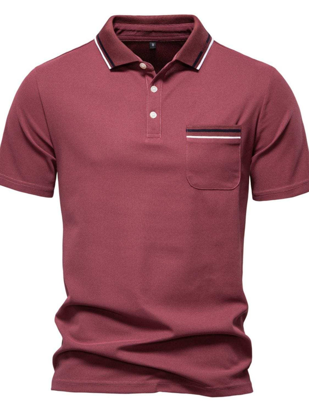 Men's Short Sleeve Collared Neck Striped Polo - Trendsi - Flyclothing LLC