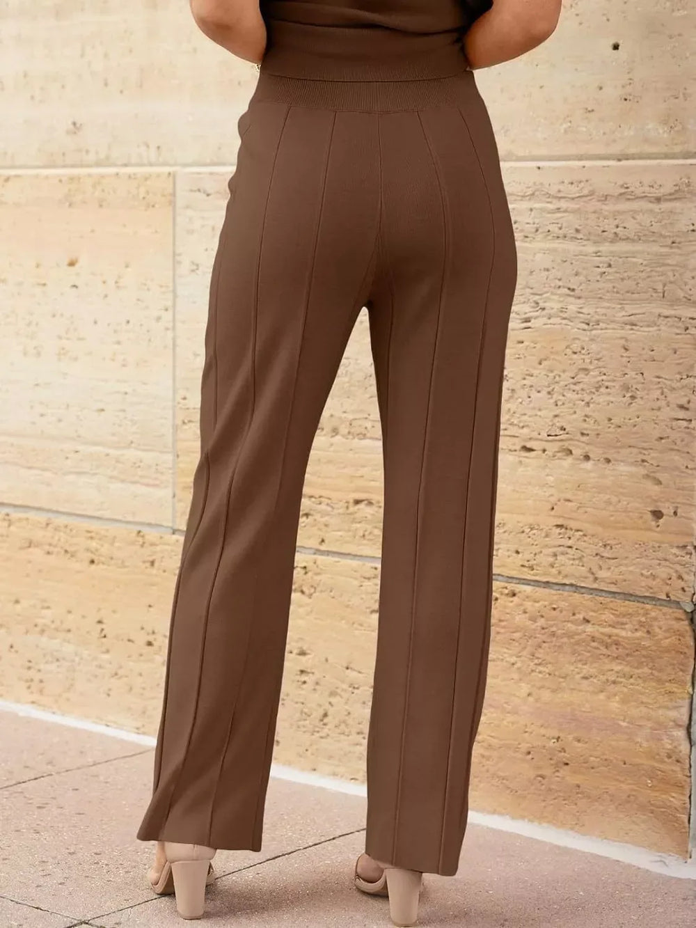 Casual Solid Color Cap Sleeve Top and Pants Knit Set - Trendsi - Flyclothing LLC