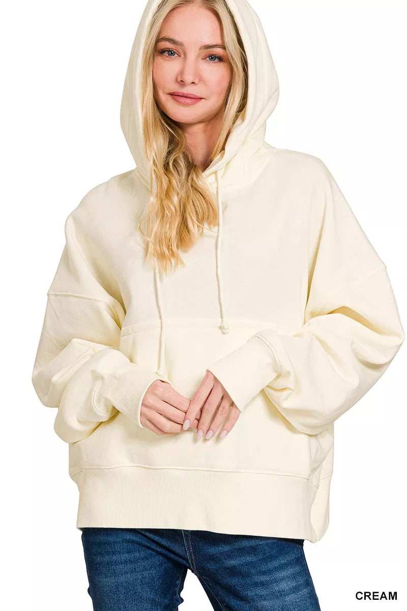 Zenana Oversized Fleece Kangaroo Pocket Hoodie - Trendsi - Flyclothing LLC
