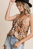 BiBi Leopard Printed Gauze Knit Twist Front Detailed Cami - Trendsi - Flyclothing LLC