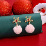 Christmas Snowflake Pom Pom Drop Earrings - Trendsi - Flyclothing LLC