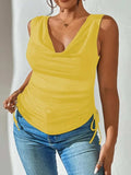 Side Drawstring Ruched Tank - Trendsi - Flyclothing LLC