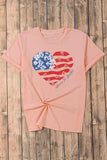 Heart Round Neck Short Sleeve T-Shirt - Trendsi - Flyclothing LLC