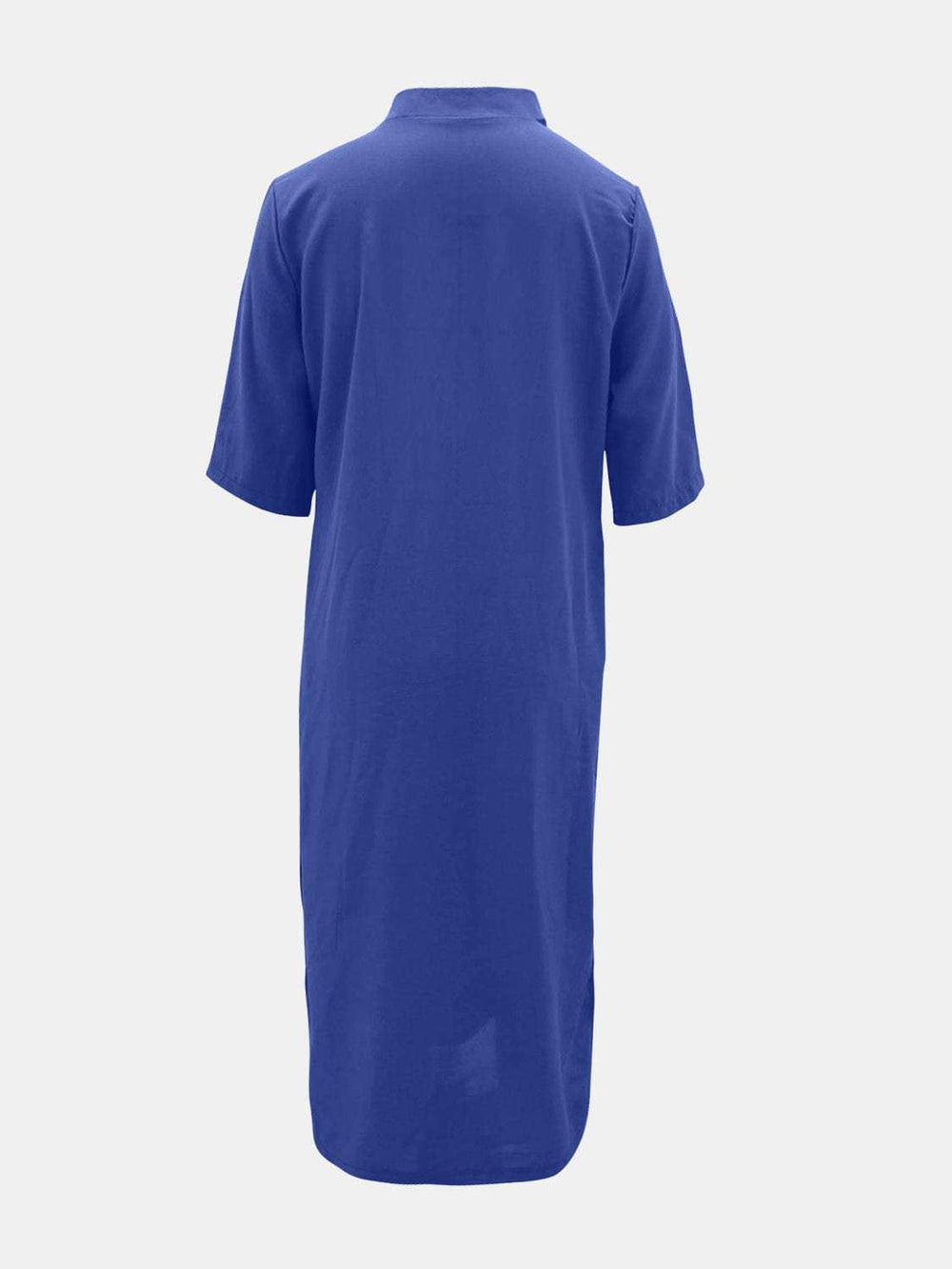 Full Size Notched Half Sleeve Midi Dress - Trendsi - Flyclothing LLC