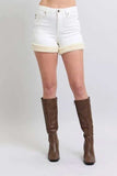 Judy Blue Full Size High Waist Shearling Cuff Denim Shorts Plus Size - Trendsi - Flyclothing LLC