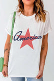 Star Round Neck Short Sleeve T-Shirt - Trendsi - Flyclothing LLC