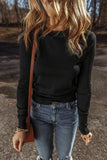 Round Neck Long Sleeve Knit Top - Trendsi - Flyclothing LLC