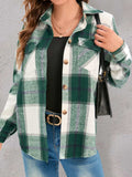 Full Size Pocketed Plaid Collared Neck Shacket - Trendsi - Flyclothing LLC