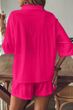 Collared Neck Half Sleeve Top and Shorts Set - Trendsi - Flyclothing LLC