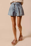 SO ME Flared Denim Shorts with Elasticized Waist - Trendsi - Flyclothing LLC