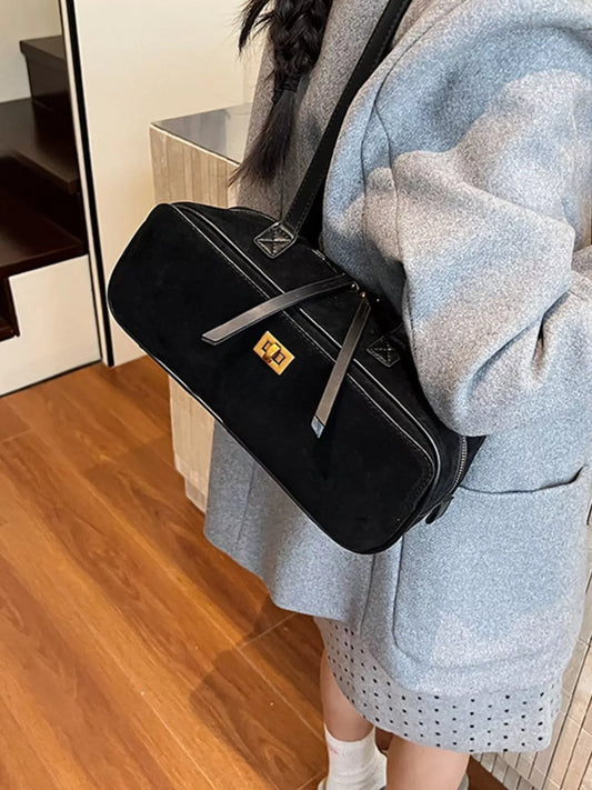 Suede Leather Shoulder Bag - Trendsi - Flyclothing LLC