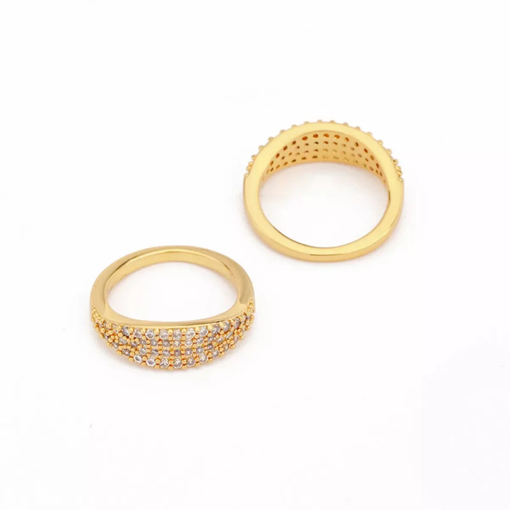 18K Gold-Plated Copper Zircon Round Ring - Trendsi - Flyclothing LLC