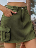 Adjustable Waist Denim Skirt with Pockets - Trendsi - Flyclothing LLC