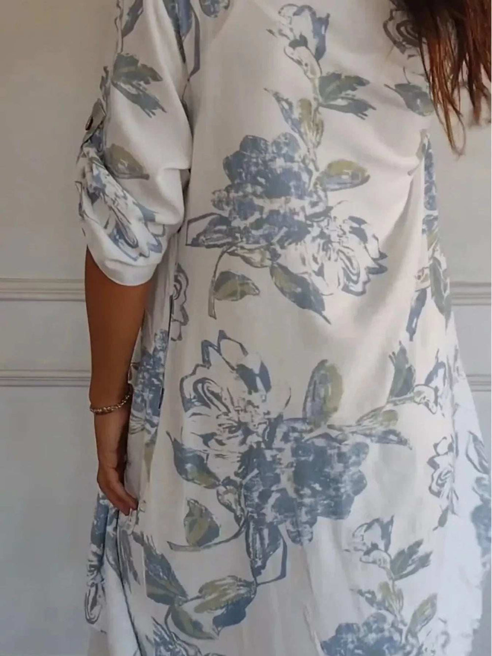Full Size Floral Print Button-Up Shirt Dress Plus Size - Trendsi - Flyclothing LLC