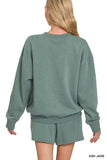 Zenana Fleece Long Sleeve Sweatshirts & Shorts Set - Trendsi - Flyclothing LLC