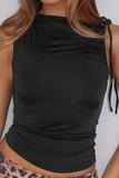 Tied Ruched Solid Color Tank - Trendsi - Flyclothing LLC