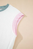 Contrast Trim Ribbed Knit Sleeveless Top - Trendsi - Flyclothing LLC