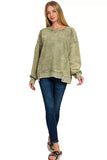 Zenana French Terry Acid Wash Pullover - Trendsi - Flyclothing LLC