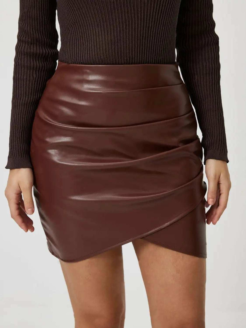 Ruched Asymmetrical Hem Skirt - Trendsi - Flyclothing LLC