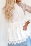 Lace Detail Plunge Long Sleeve Blouse - Trendsi - Flyclothing LLC