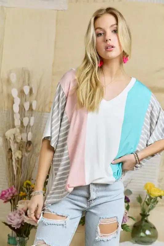 ADORA Colorblock Casual Knit Tunic Top - Trendsi - Flyclothing LLC