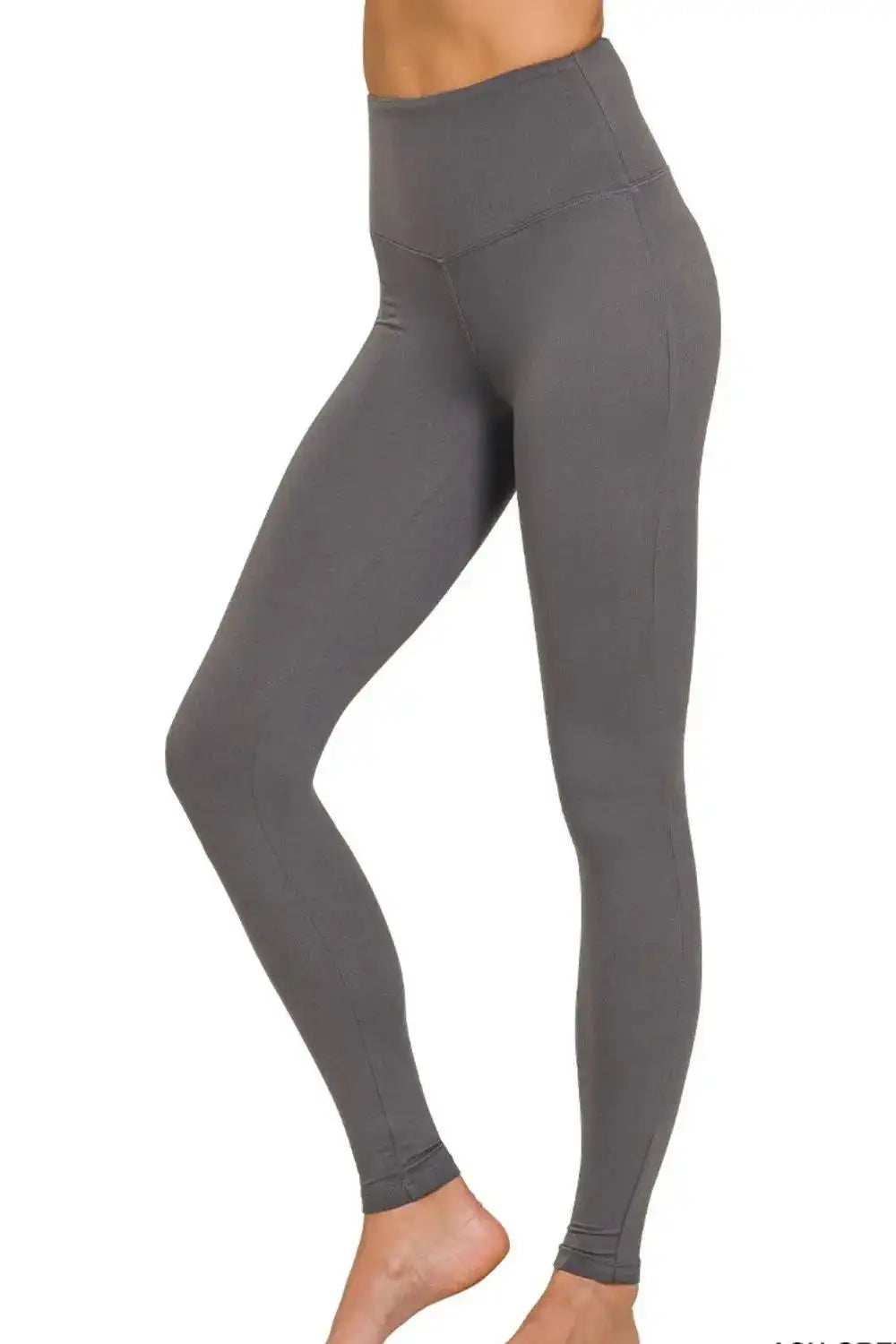 Zenana Premium Microfiber Wide Waistband Leggings - Trendsi - Flyclothing LLC
