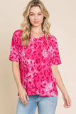 BOMBOM Leopard V-Neck Short Sleeve T-Shirt - Trendsi - Flyclothing LLC