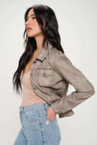 Coalition LA Button Down Cargo Vegan Leather Shacket - Trendsi - Flyclothing LLC
