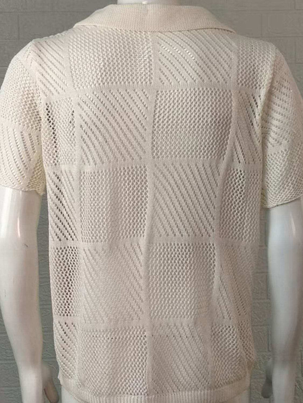 Men's Button Down Checkered Eyelet Shirt - Trendsi - Flyclothing LLC