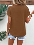 Textured Solid Color Short Sleeve Top - Trendsi - Flyclothing LLC