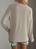 Double Take Pocketed Textured V-Neck Long Sleeve T-Shirt - Trendsi - Flyclothing LLC