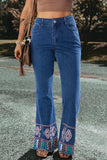 Embroidered Bootcut Jeans - Trendsi - Flyclothing LLC