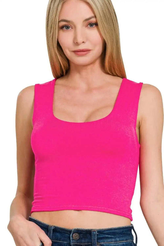 Zenana Double Layered Cropped Tank Top - Trendsi - Flyclothing LLC