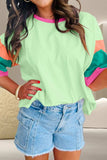 Color Block Round Neck Half Sleeve T-Shirt - Trendsi - Flyclothing LLC