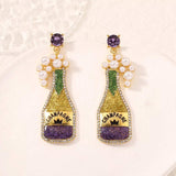 Champagne Bottle Earrings with Pearls - Trendsi - Flyclothing LLC