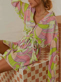 Tied Button Up Long Sleeve Dress - Trendsi - Flyclothing LLC