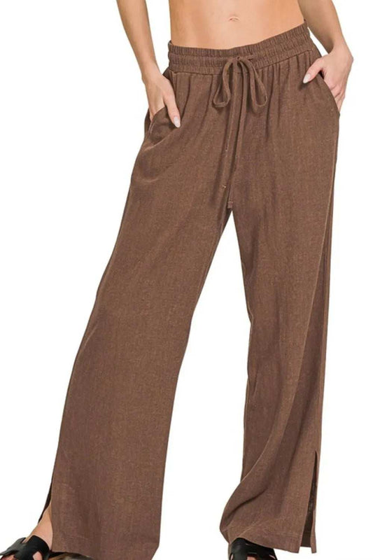 Zenana Linen Drawstring Pants - Trendsi - Flyclothing LLC