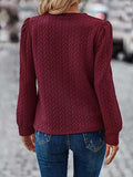 Textured Round Neck Long Sleeve Sweatshirt - Trendsi - Flyclothing LLC