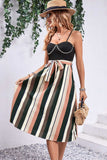 Tied Striped Spaghetti Strap Dress - Trendsi - Flyclothing LLC