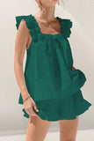 Ruffled Square Neck Top and Shorts Set - Trendsi - Flyclothing LLC