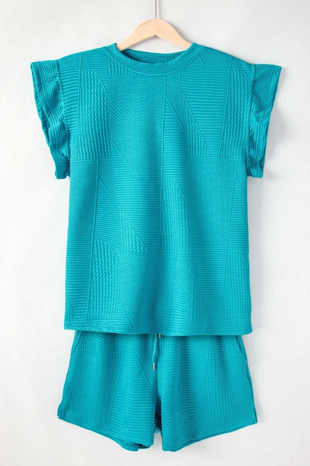Ruffled Cap Sleeve Top and Shorts Set - Trendsi - Flyclothing LLC