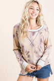 BiBi Tie Dye Terry Pull Over With Contrast Stitching - Trendsi - Flyclothing LLC