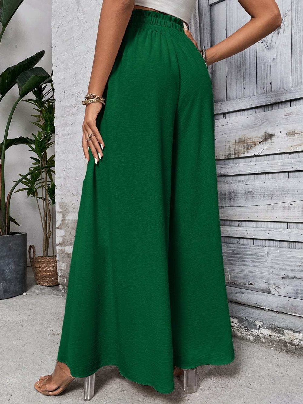 Tied High Waist Wide Leg Pants - Trendsi - Flyclothing LLC