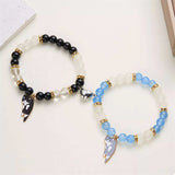 2 Piece Beaded Cat Charm Bracelet - Trendsi - Flyclothing LLC