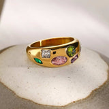 18K Gold-Plated Colorful Zircon Ring - Trendsi - Flyclothing LLC